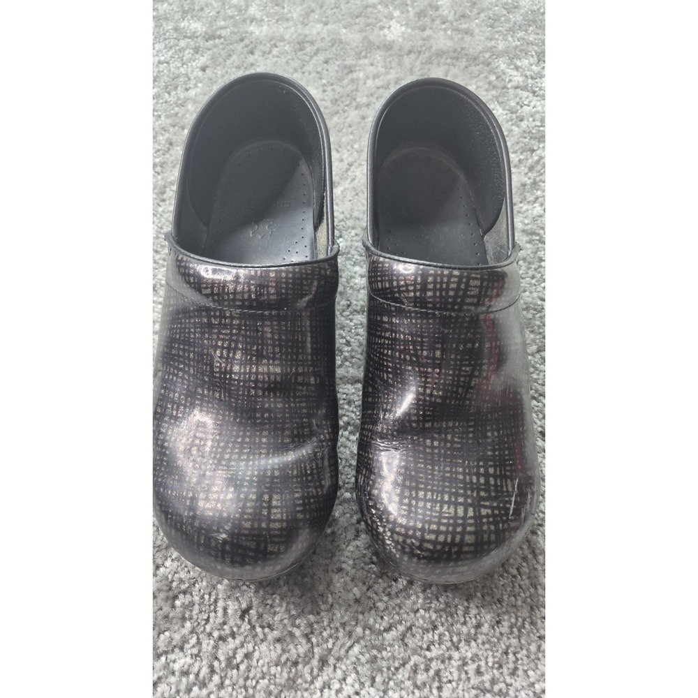 Dansko Mules/Clogs Iridescent Metallic Black Checkered  Size 42 Shoe Nursing‎